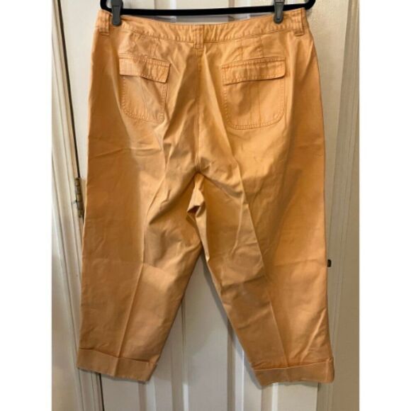 Talbots Women's Mid-Rise Slim Ankle Pants 14W Orange Creamsicle 100% Cotton - Picture 6 of 8